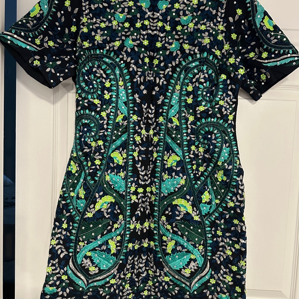 Floral Patterned Dress - Green and Blue